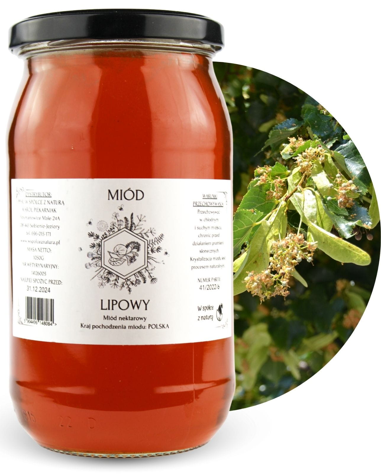 Miód Lipowy 1050g  Naturalny Polski
