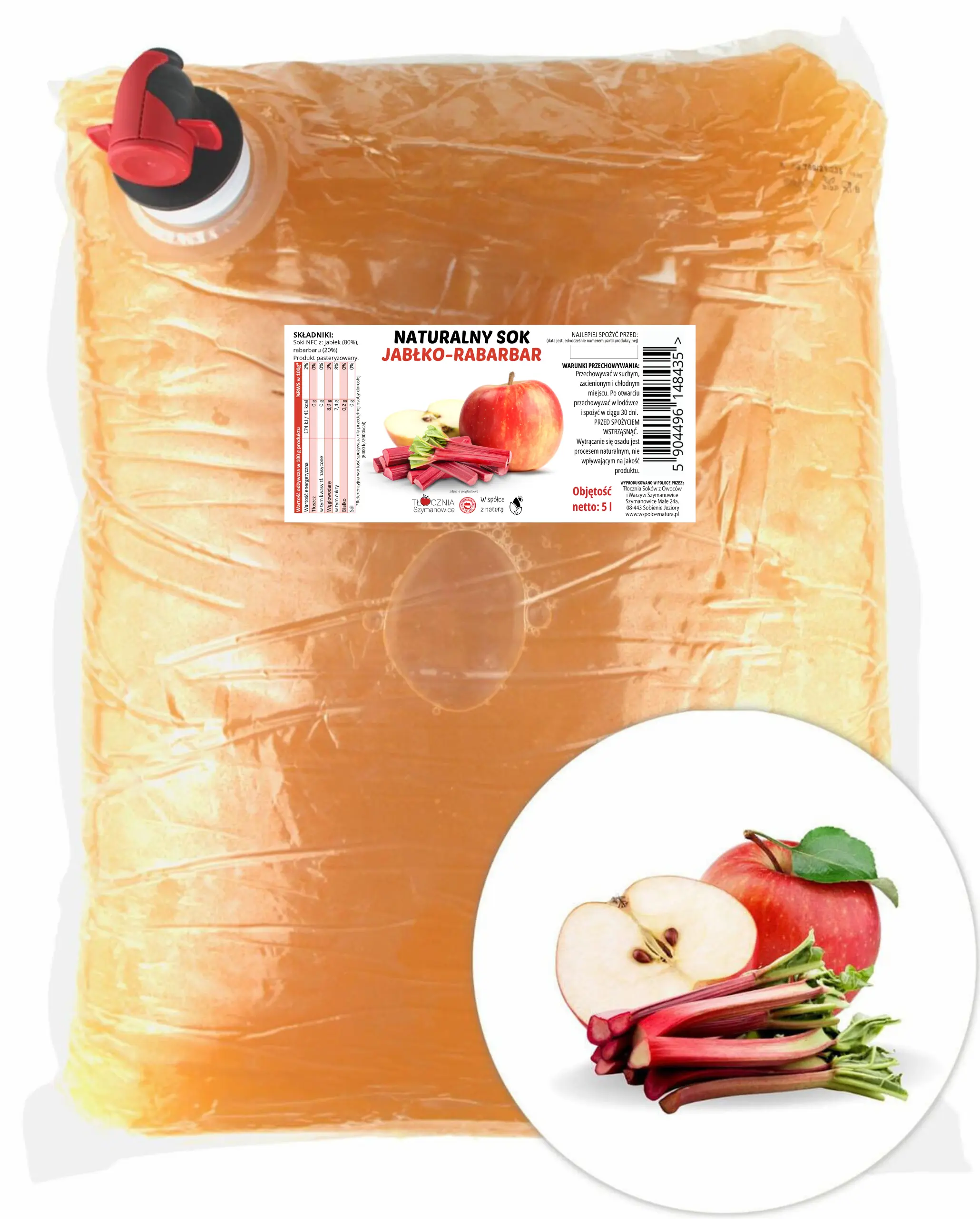 Sok Jabłko - Rabarbar 5 l NFC Bez Dodatków