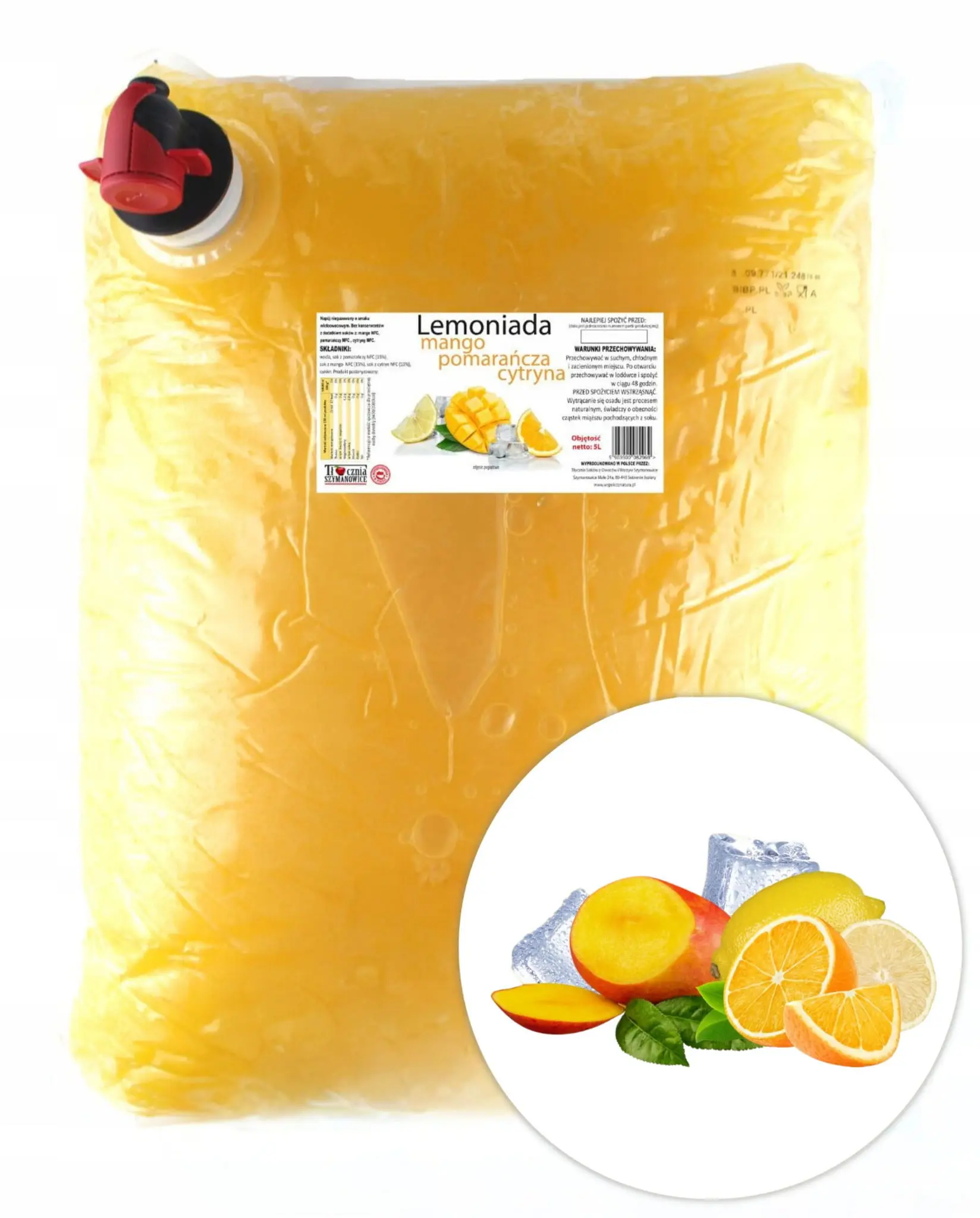 Lemoniada mango-pomarańcza-cytryna  5 l Naturalna Orzeźwiająca