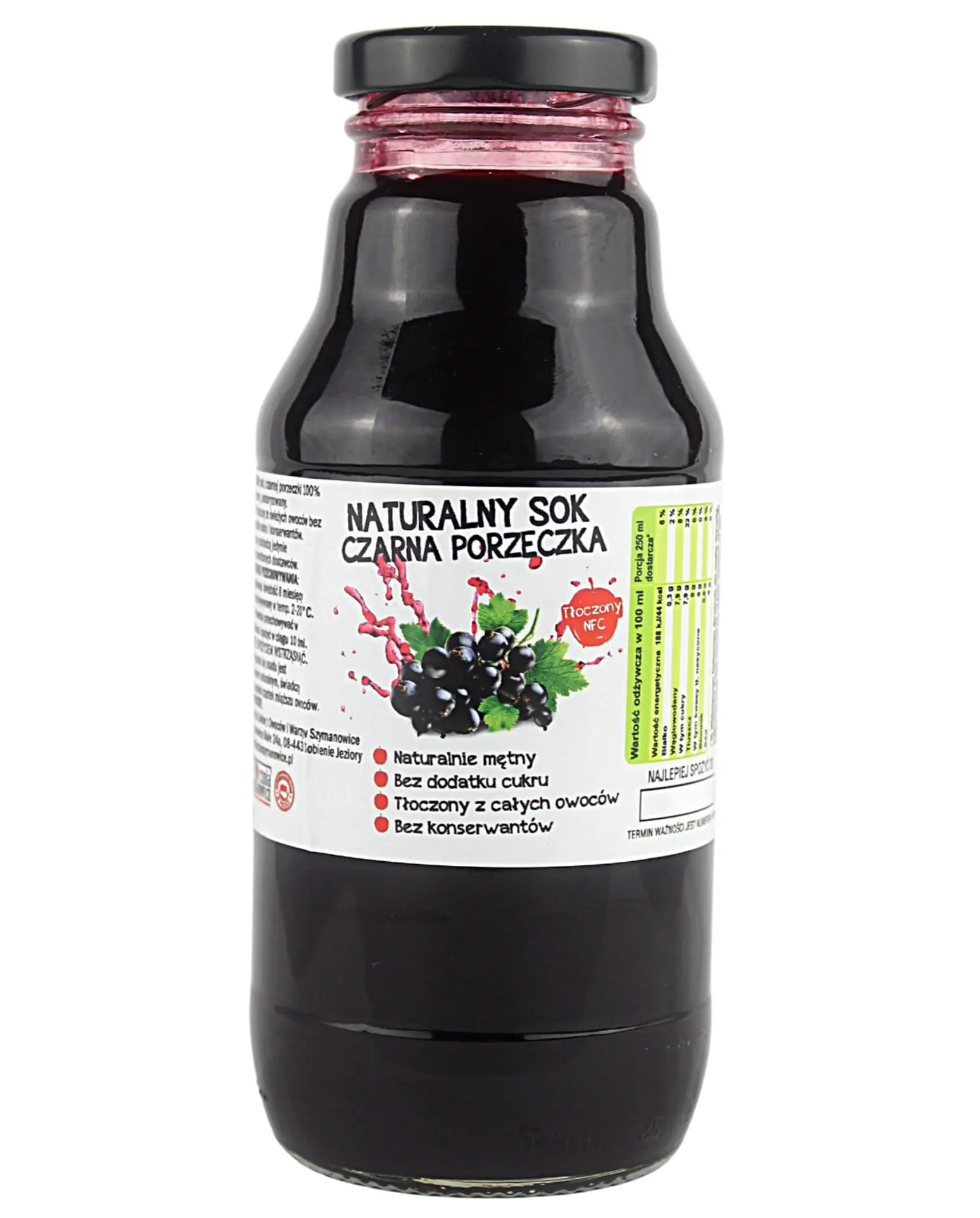Sok z Czarnej Porzeczki Tłoczony 300ml NFC 100% Bez Dodatków