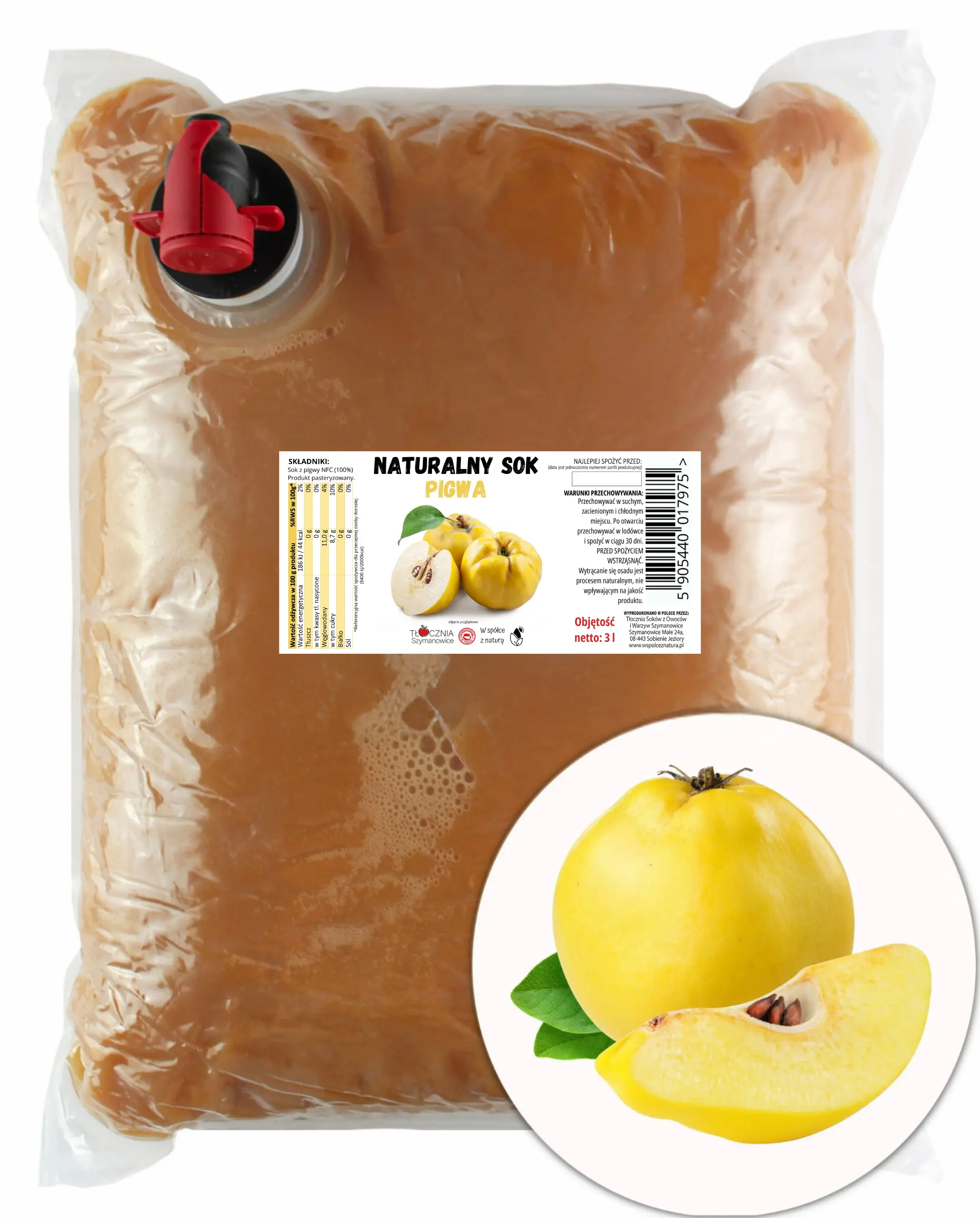 Sok z Pigwy Tłoczony 3 l NFC 100% Bez Dodatków