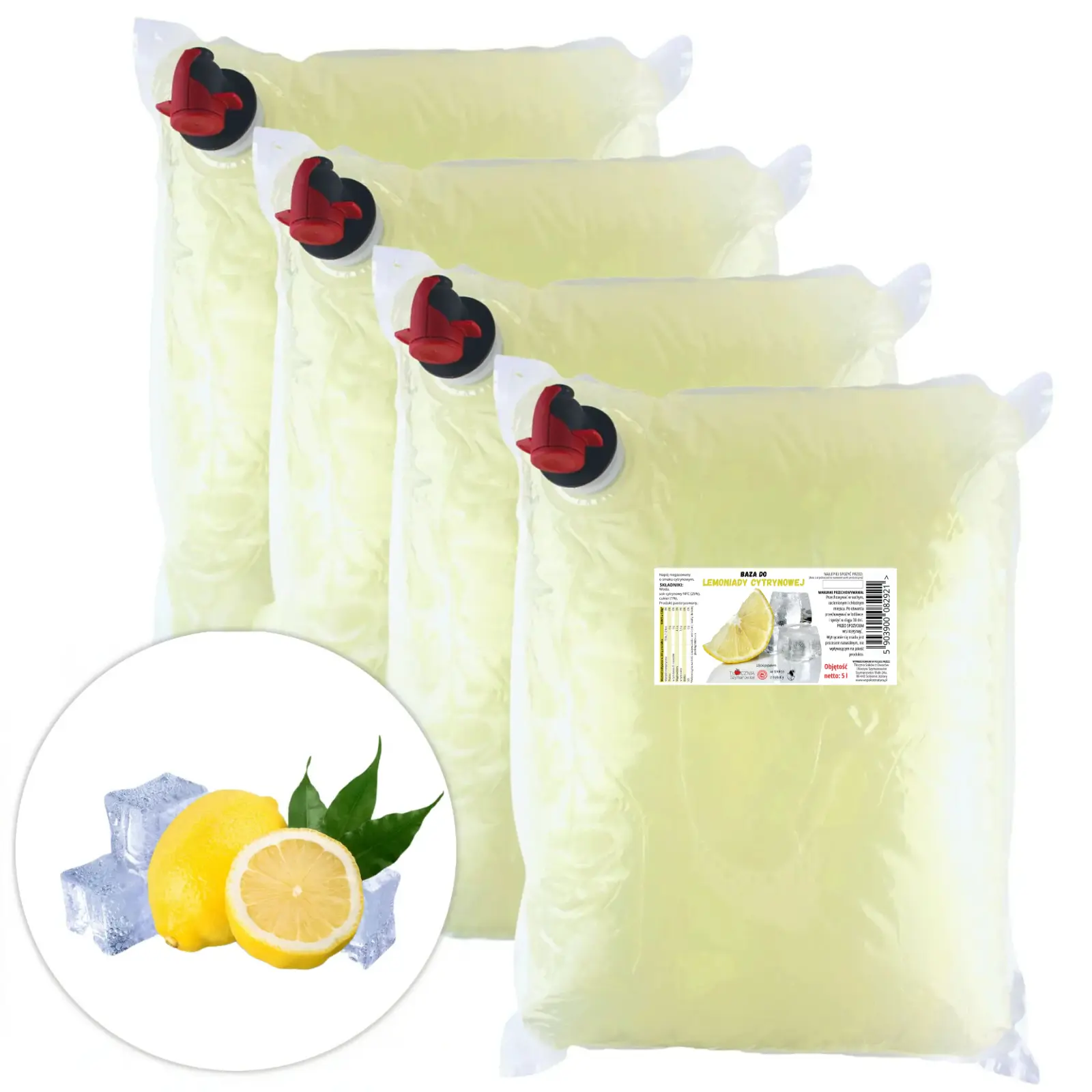 Baza do lemoniady cytrynowej - Zestaw 4x5l
