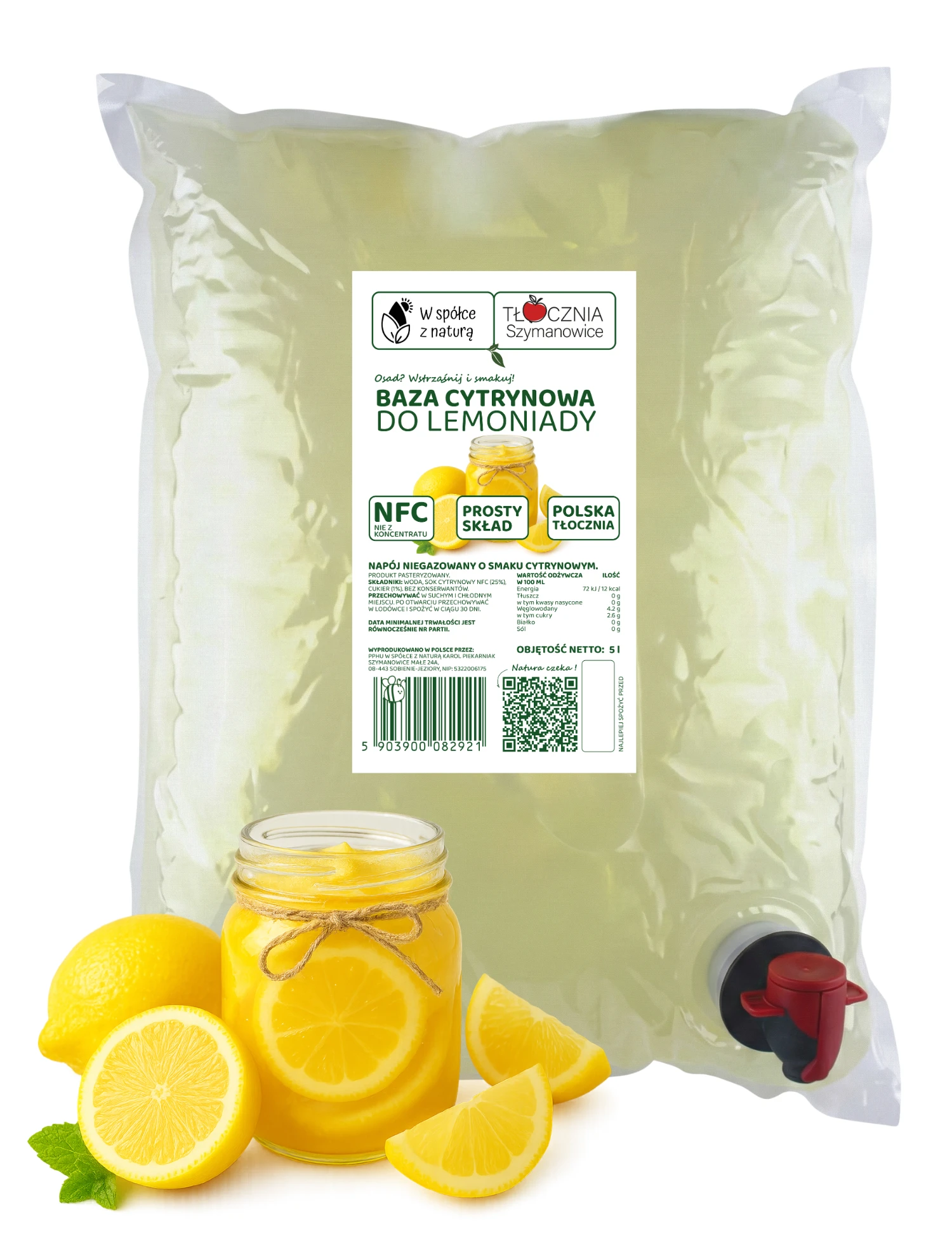 Baza do Lemoniady Cytrynowej 5 l Naturalna Orzeźwiająca
