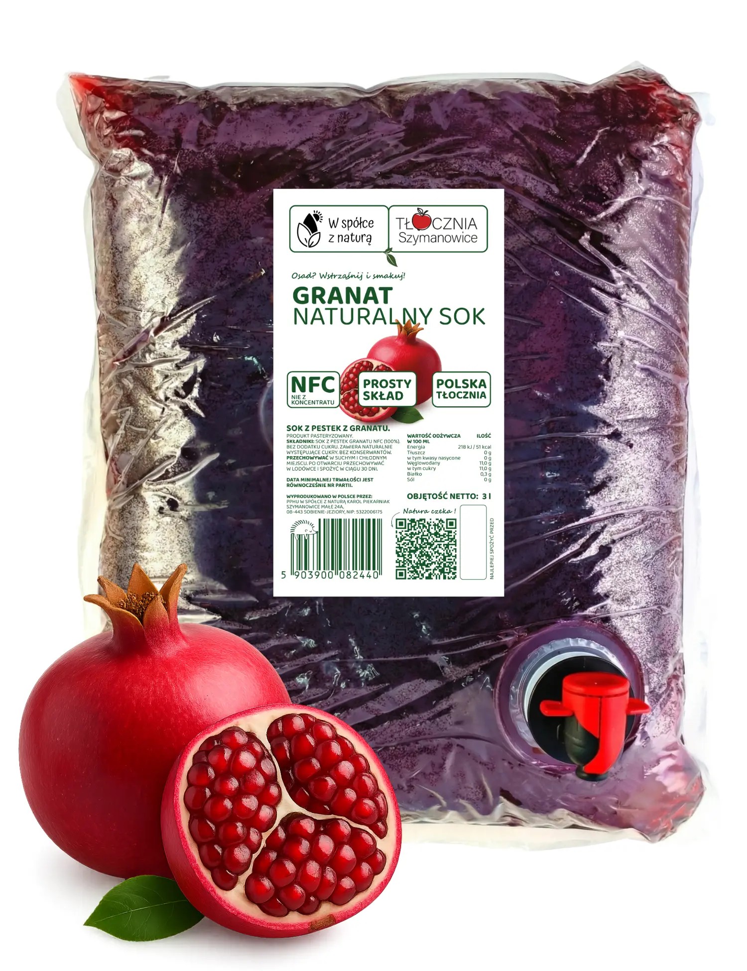 Sok z Granatów Tłoczony 3 l NFC 100% Bez Dodatków