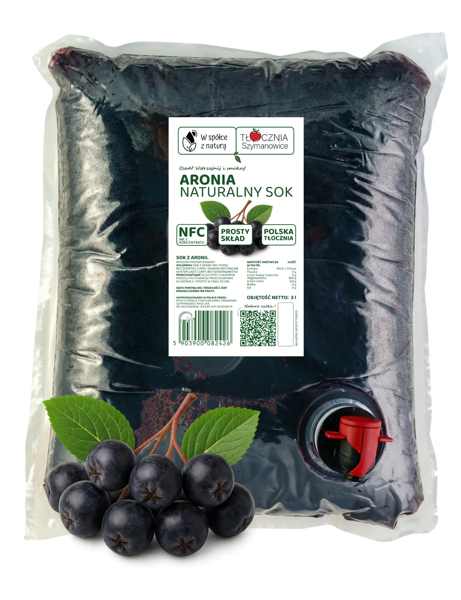 Sok z Aronii Tłoczony 3 l NFC 100% Bez Dodatków