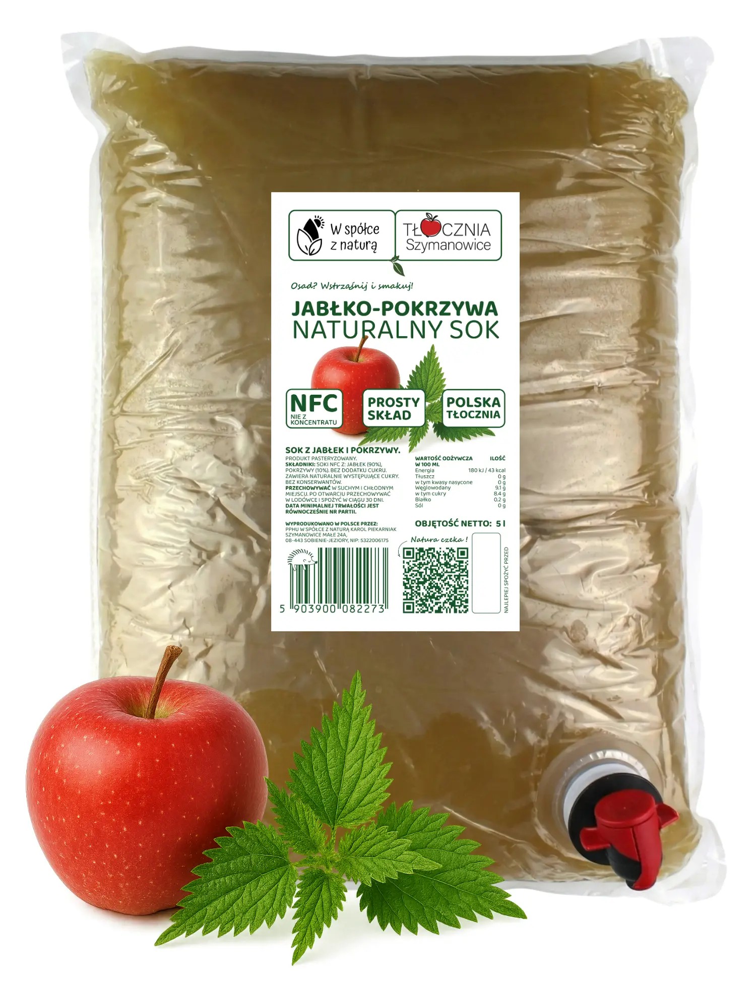 Sok Jabłko - Pokrzywa 5 l NFC Bez Dodatków