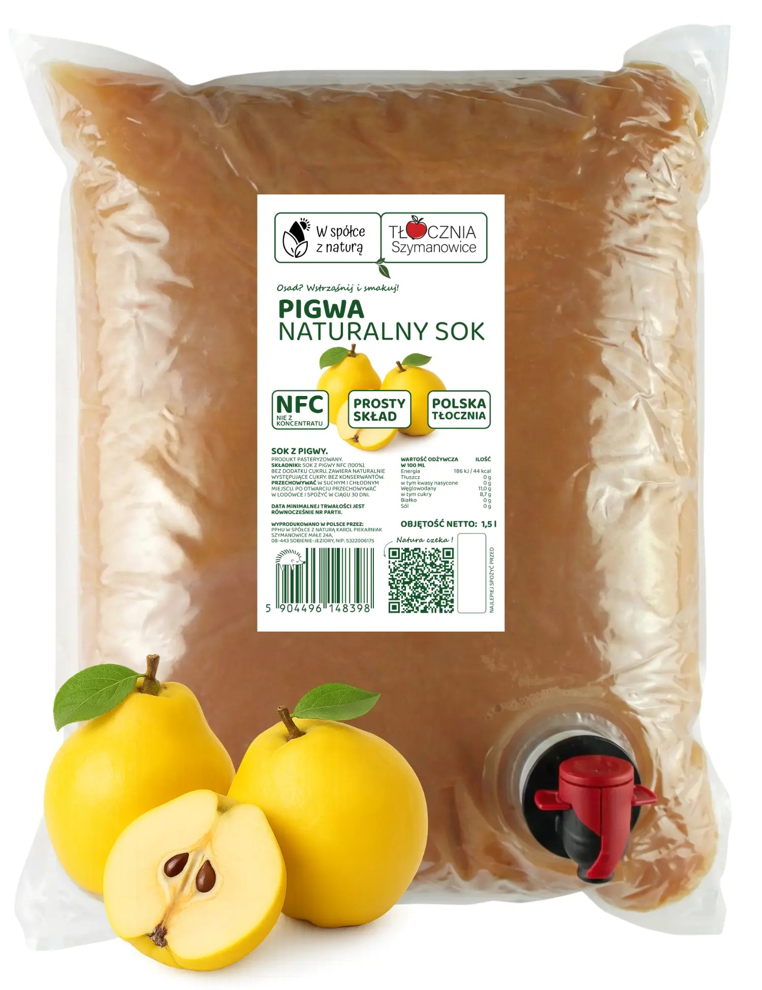 Sok z Pigwy Tłoczony 1,5 l NFC 100% Bez Dodatków
