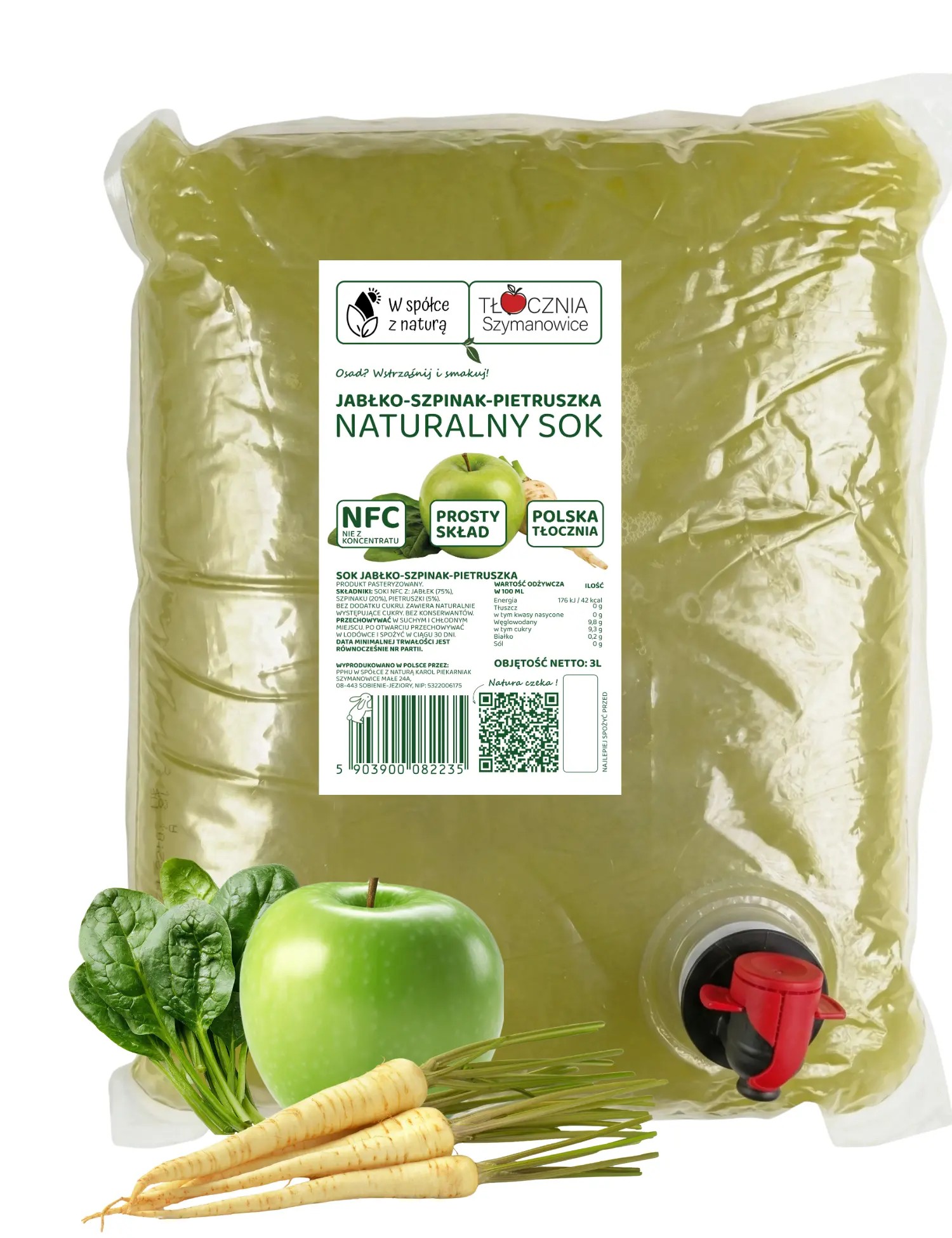 Sok Jabłko-Szpinak-Pietruszka 3 l NFC Bez Dodatków